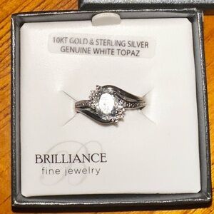 10kt Gold sterling silver Genuine White Topaz Ring. Brand New. Size 7!